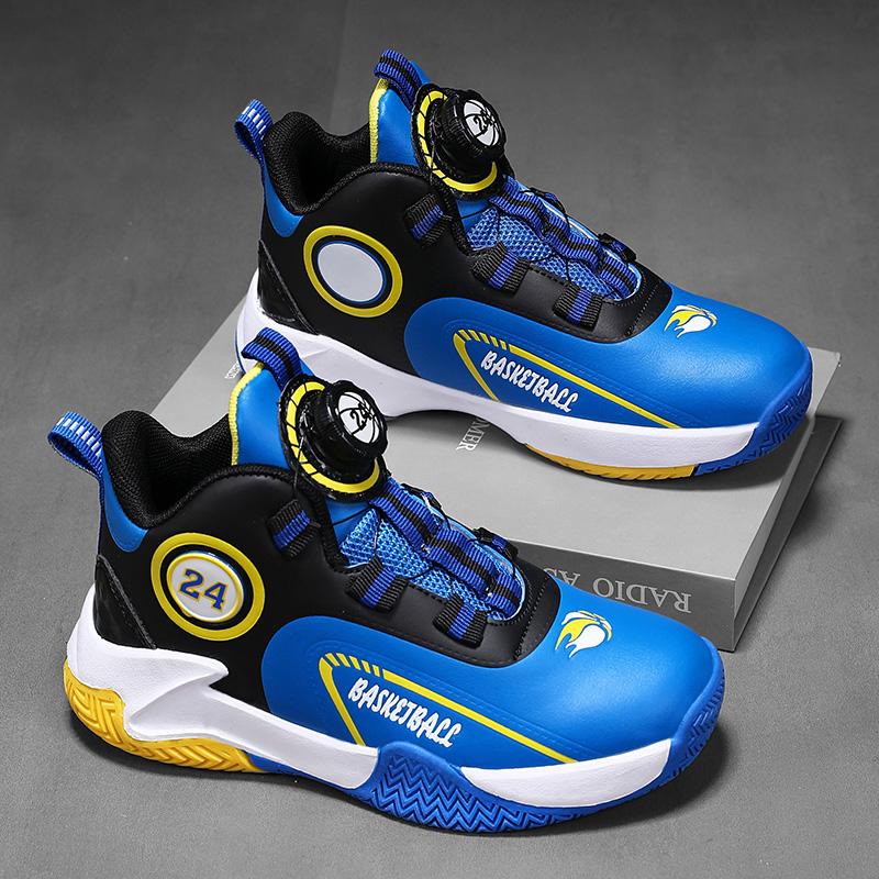 Herbst/Winter Leder Kinder Drehverschluss Basketballschuhe Jugend Kinder Sport Basketballschuhe