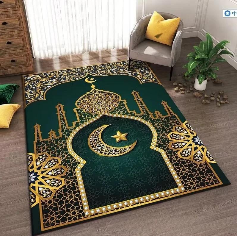 Islam Muslim Prayer Mat Living Room Decor Anti-slip Carpets Bedroom Bedside Soft Rug Entrance Doormat Machine Washable Carpet