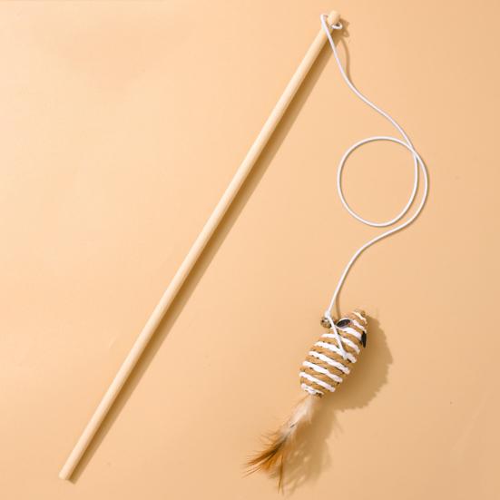 Funny Cat Stick Interactive Toy with Feather Lightweight Cat Teaser Wand Hunting Instinct Activation Cat Teaser Stick for Indoor Cats And Kittens
