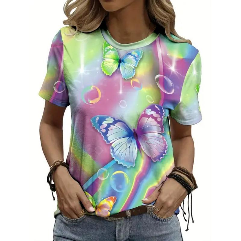 

Удобная Модная Повседневная Универсальная Высококачественная Женская Футболка с Круглым Вырезом и Короткими Рукавами с Принтом 6xl