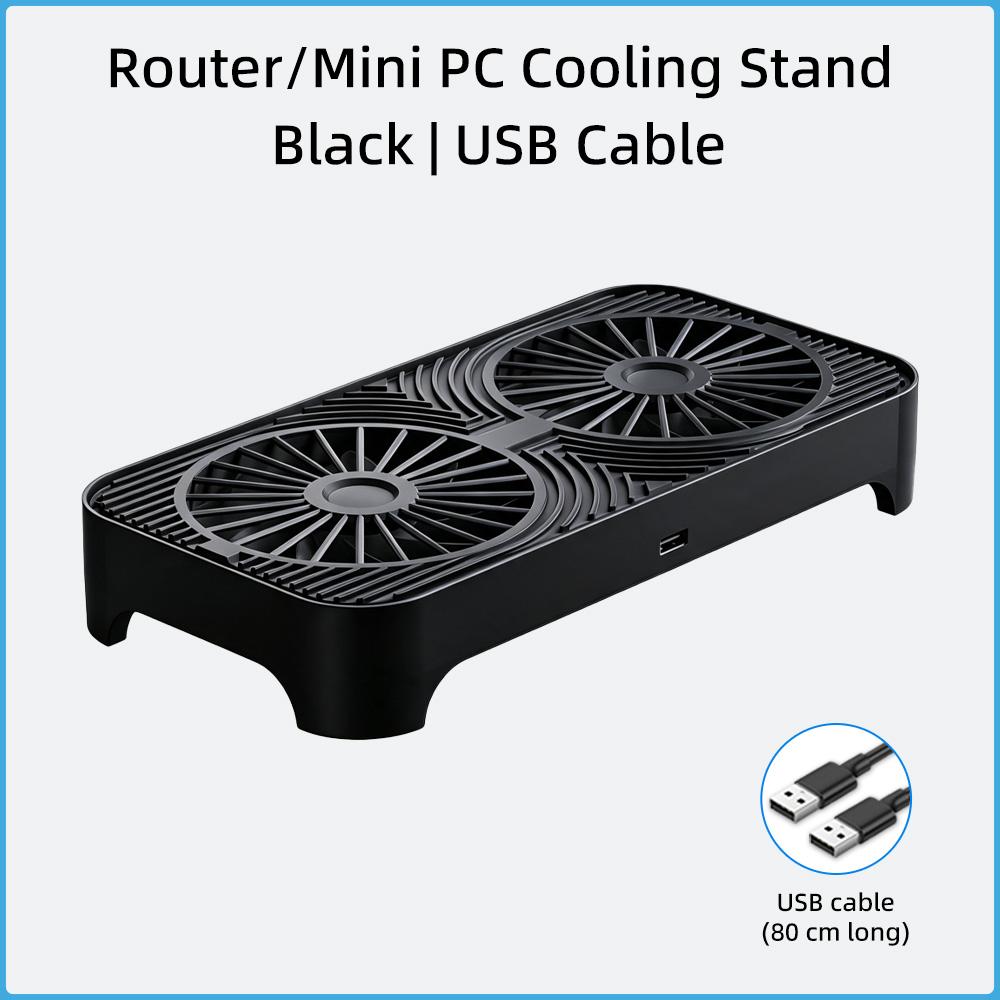 Router Cooling Stand Dual Fan USB Powered Silent Heat Dissipation Base for WiFi Router TV Box Set Top Box Modem Mini PC