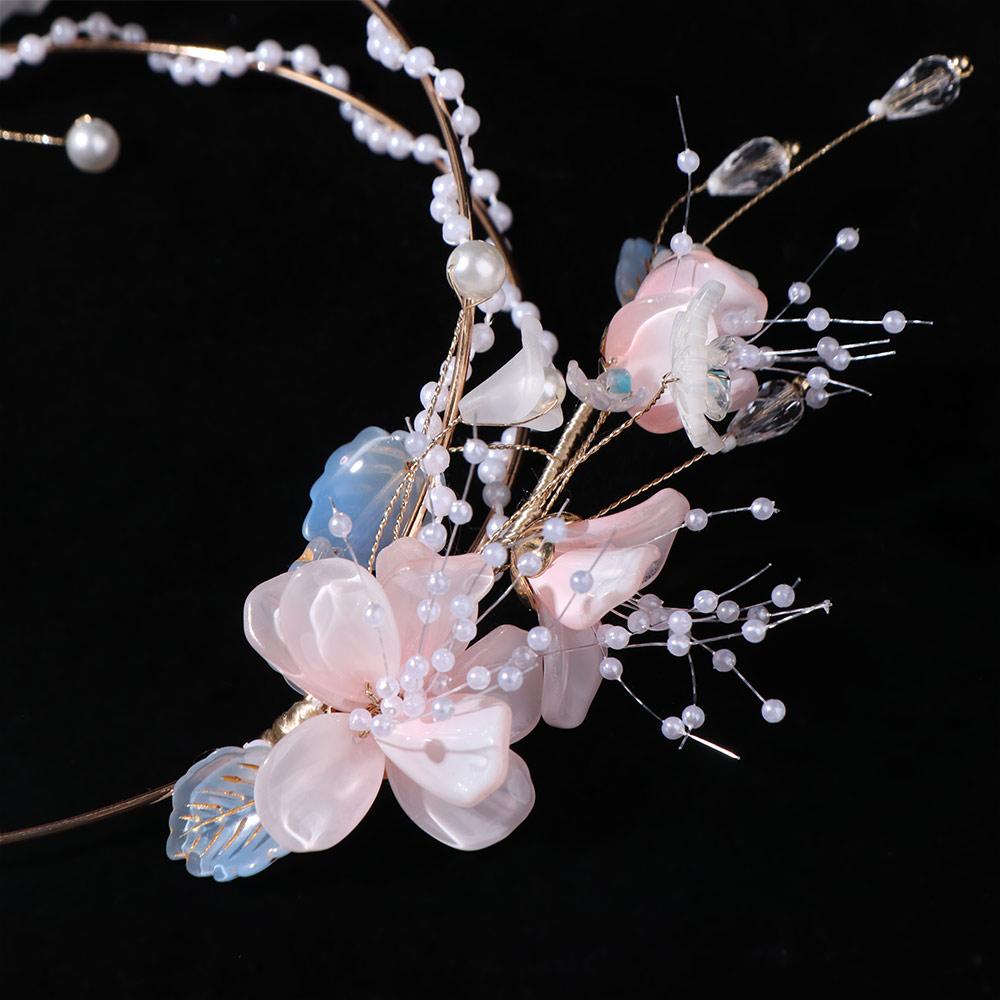 Beads Chinese Ancient Hairband Flower Swaying Fairy Headwear Hanfu Tassel Hair Hoop Cheongsam