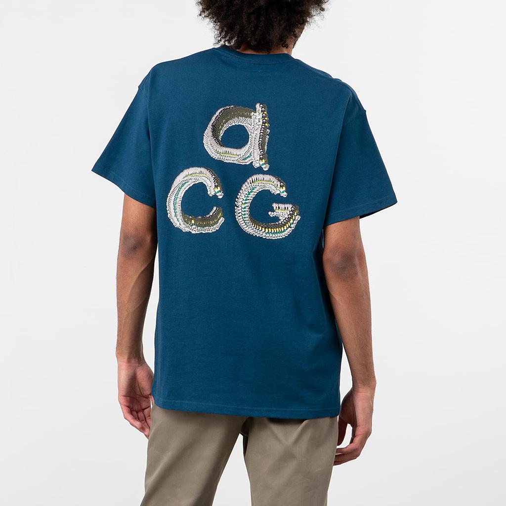 Nike Embroidered Pattern Crew Neck T-Shirt Men Tops Blue CT4174-432