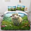 Cartoon Sheep Duvet Cover Double Size, 3D Cute Animals Soft Microfiber Bedding Set with 2 Pillowcases for Kids Boys Girls Teens