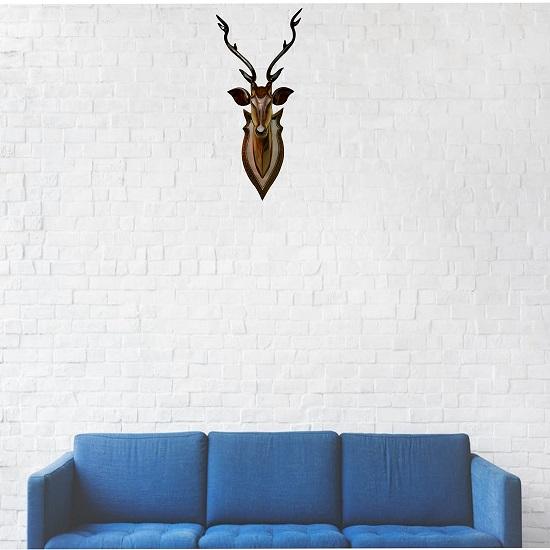 deer head wall mounted wooden deer showpiece product for wall decoration  Show Piece wall decor for living room