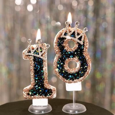 1pc Birthday Number 0-9 Candles Crown Number Candles for Birthday Cakes Wedding Baby Shower Insert Decor Festival Supplies