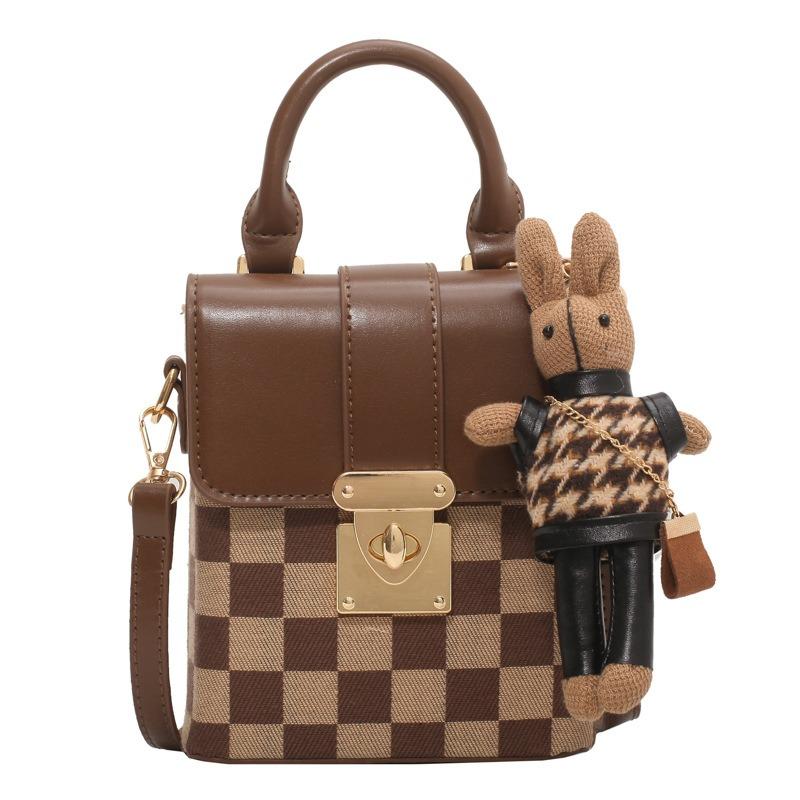 Retro Plaid Niche Bag, New Women's Bag, Popular Messenger Bag, Portable Small Square Bag.