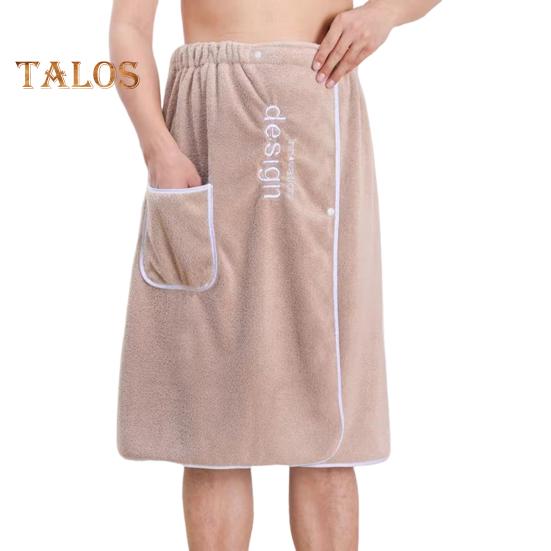 

Мужское банное полотенце с карманом из кораллового флиса, быстро впитывающее, регулируемое по талии, застежка на пуговицы, полотенце-обертка, юбка, полотенца для сауны, мужской халат для спортзала, спа, пляжа хаки