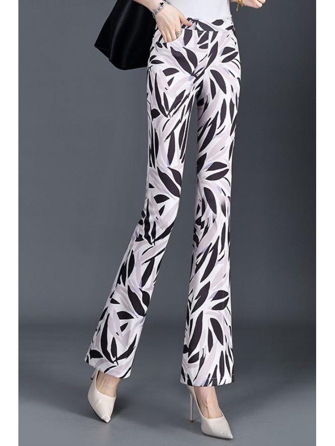 Cuihua Women's Summer Micro-Flare Body-Shaping Pants, 2025 Fashion Trends, Elastic Waist, Slimming and Versatile Design