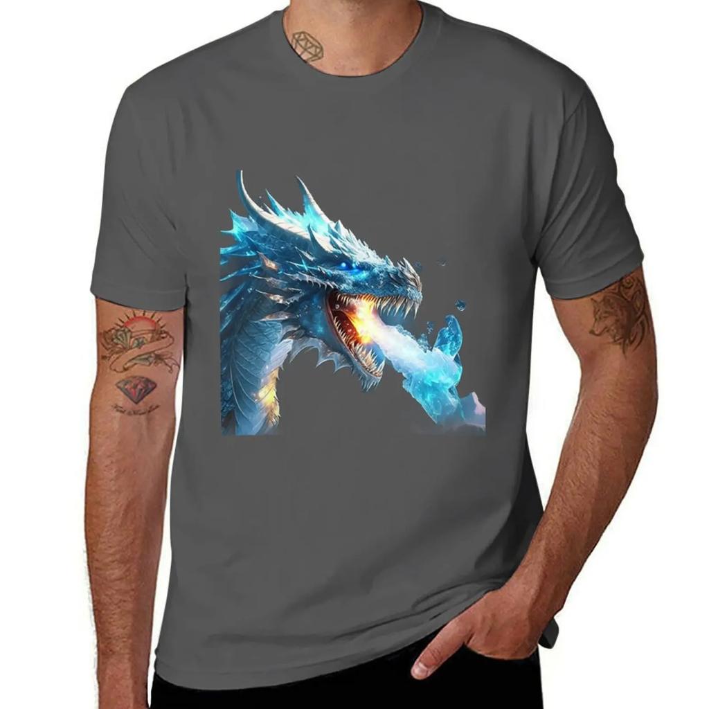 Ice dragon. T-Shirt customs design your own cotton graphic tees cute clothes customizeds tee shirts for men
