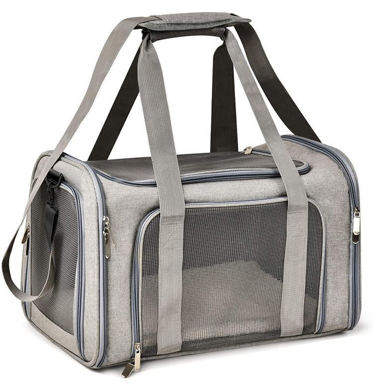 Pvc Pet Carrier Bag With Breathable Mesh Expandable Foldable For Cats And Dogs