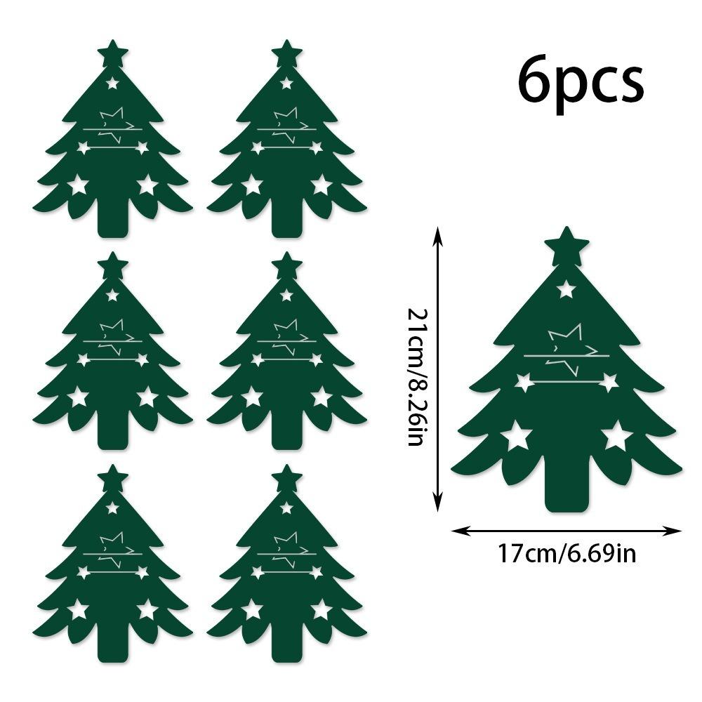 

6 шт. Набор чехлов для столовых приборов в стиле кармана, с узором звезд, чехол для столовых приборов, украшение стола зелёный