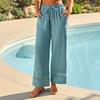Pantalon large décontracté et confortable pour femme avec cordon de serrage et poches – Coupe décontractée
