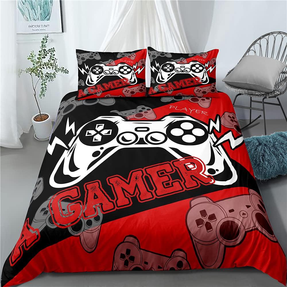 

Gaming Duvet Cover Set Gamer Room Decor For Boy Kids Teen Video Games Twin Bedding Set Microfiber Gamepad Let s Play Quilt Cover 150x200cm 3pcs