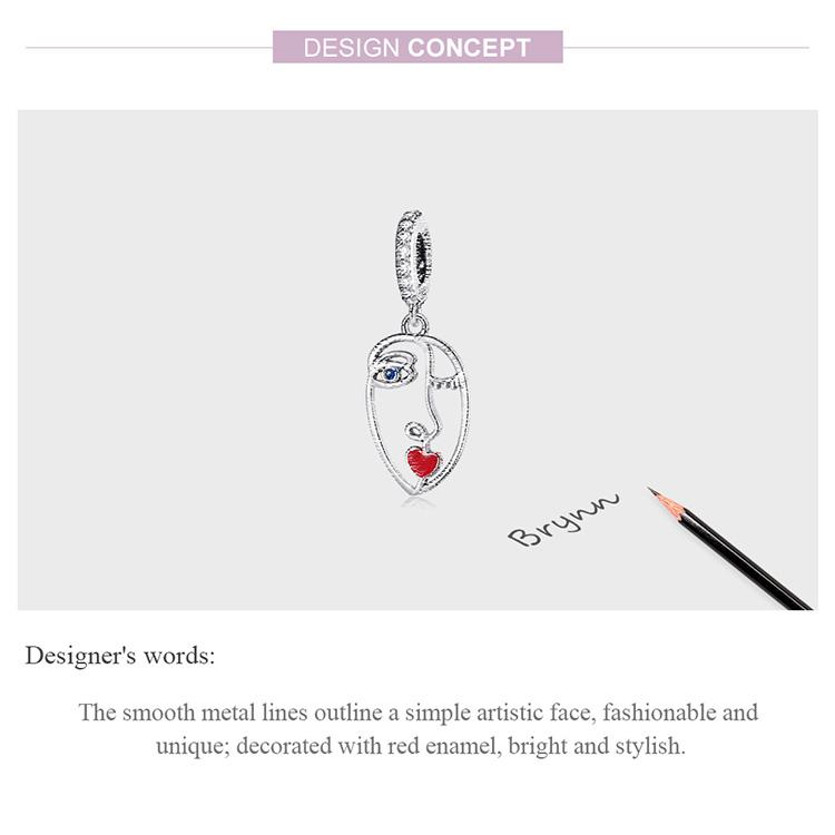 WOSTU 925 Sterling Silver Unique stylish Artistic Face Mask Charms Pendant Fit Original DIY Bracelet Bangle Jewelry Gift