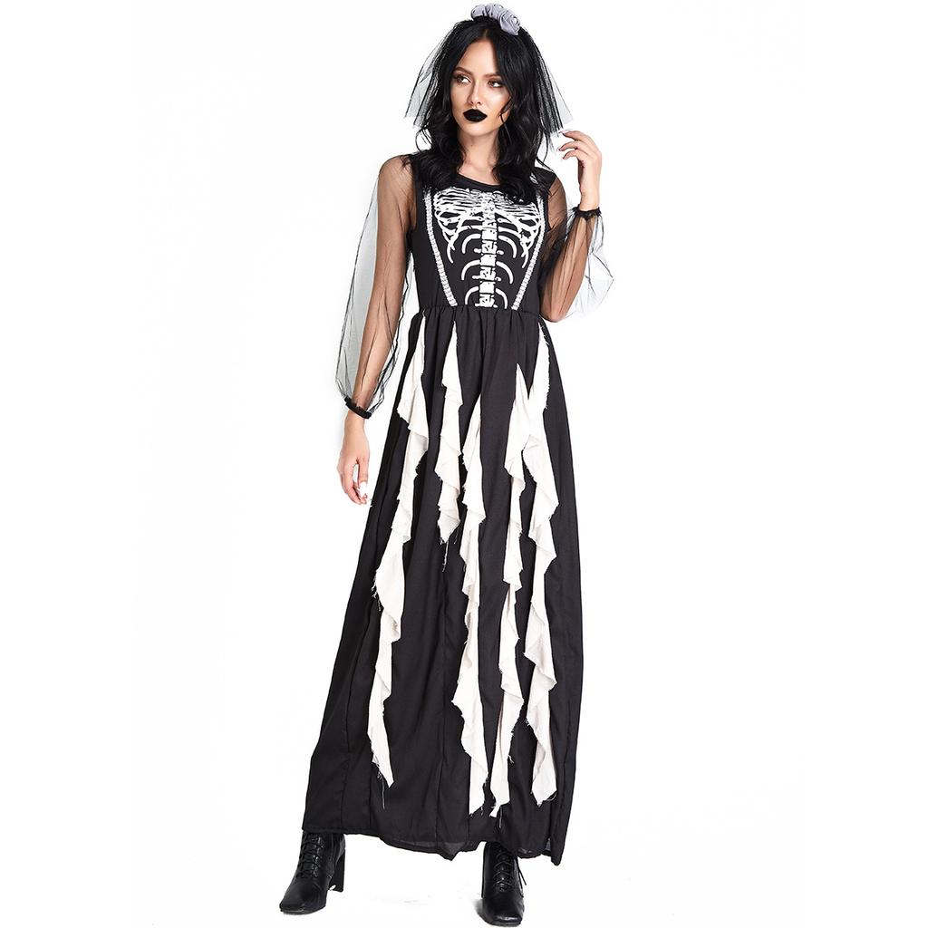 Vampire Demon Skeleton Ghost Bride Stage Costume Cospay Halloween Costume, Play Female Ghost Costume