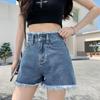 Women's High Waist Denim Shorts - Casual, Versatile, Slimming, Frayed A-line, Trendy Summer Wide Leg Hot Pants