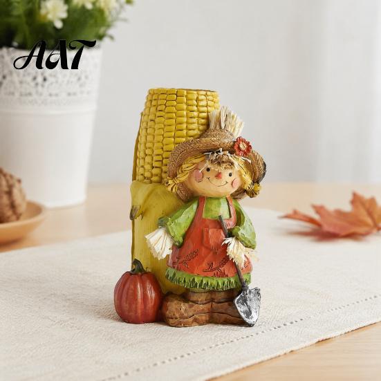 Waterproof Garden Holiday Accents Autumn Harvest Figurine Ornament, Decorative Resin Statue, Turkey/Scarecrow/Pumpkin Unique Gift for Friends Tabletop
