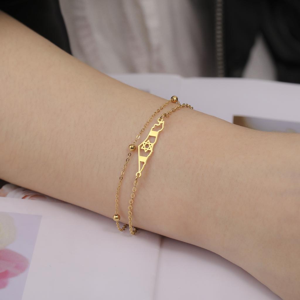 Cazador Israel Map Star Of David Charm Bracelets for Women Men Stainless Steel Hand Bracelet Jewish Jewelry Gift 2026 Wholesale