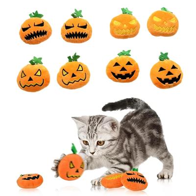 Halloween Cat Toys Large Cute Pumpkin Ghost Face Interactivity Plush Toys Soft Durable Teething Cleaning Teeth Pet Toy Supplies