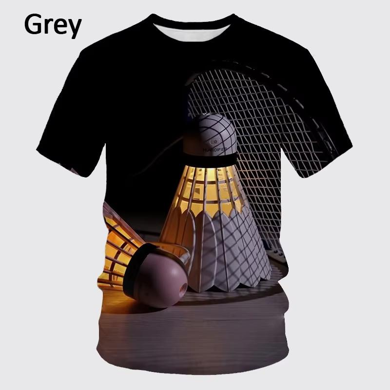 3D Print Badminton Sports T-shirt For Men Summer Short Sleeves Round Neck Funny
