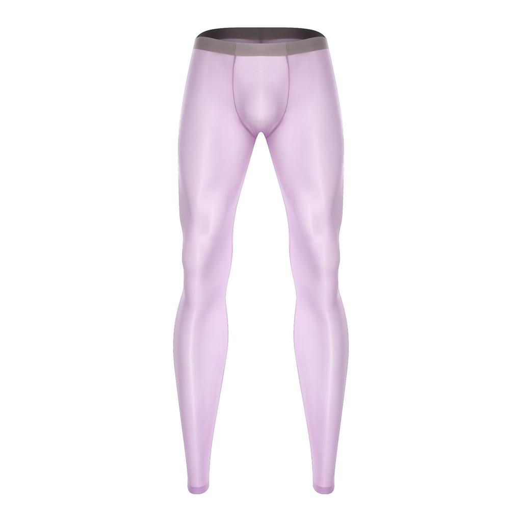 Męskie jedwabiste legginsy do jogi z lodowym efektem Elastyczny pas Ultra cienkie z wyprofilowaną kieszonką Prześwitujące rozciągliwe spodnie