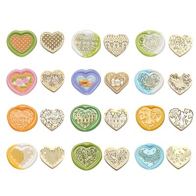 Heart Series Sealing Wax Stamp Head Heart Shaped Wax Seal Stamp for Envelopes Wedding Invitation Decorations Brass