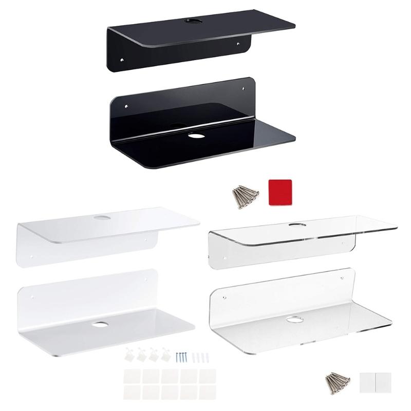 Speakers Organizer Rack Acrylic Wall Mounted Display Stand Shelf Holder Home Storage Self Stick-On