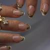 Unghie finte lucide da premere con mandorla, unghie adesive in 12 misure, 24 pezzi punte per unghie francesi per decorazioni fai da te per nail art