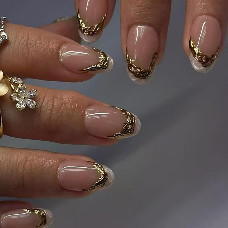 Unghie finte lucide da premere con mandorla, unghie adesive in 12 misure, 24 pezzi punte per unghie francesi per decorazioni fai da te per nail art
