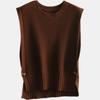 Women's Round Neck Pullover Knitted Vest Loose Casual Outerwear Sleeveless Cardigan Vest Outer Wear Lazy Style Top