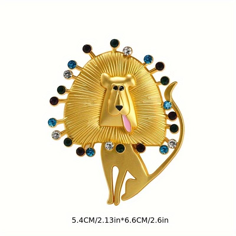 1pc Vintage Lion Brooch - Elegant Retro Jewelry with Golden Mane & Expressive Eyes, Statement Piece for Parties, Everyday or Special Occasions - Anima
