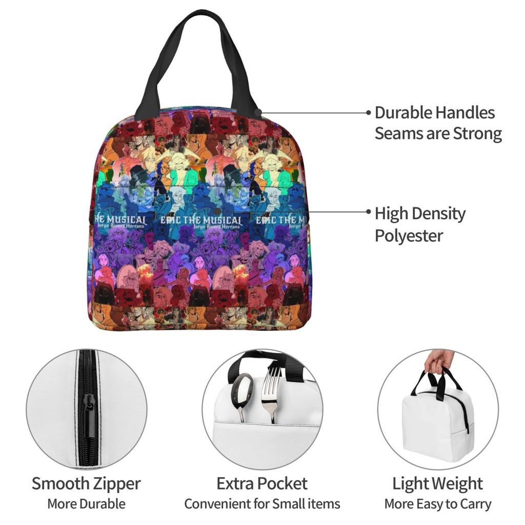 Epic The Musical Saga Covers Insulated Lunch Bag for Women Office Cooler Thermal Food Box Tote Portable Lunch Boxes Container