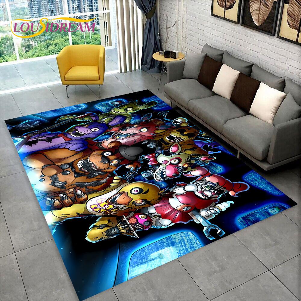 Horror Game FNAF Movie Freddy Bonnie Carpet Rug for Home Living Room Bedroom Sofa Doormat Decor,kids Play Area Rug Non-slip Mat