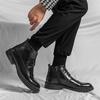2025 printemps nouvelles bottes montantes pointues pour hommes tendance européenne et américaine couvre-pieds fermeture éclair latérale chaussures en cuir tissu