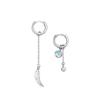Orecchini Asimmetrici a Forma di Piuma in Argento 925 con Ciondolo in Pietra di Luna Bianca Gioielli Fatti a Mano per Regali da Donna