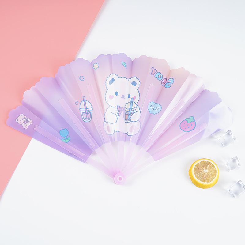 1 Stück Cartoon Niedlich Mini Faltbarer Handventilator - Weiches Tuch Runder Tragbarer Persönlicher Ventilator für Sommer Outdoor Pendeln & Geschenk