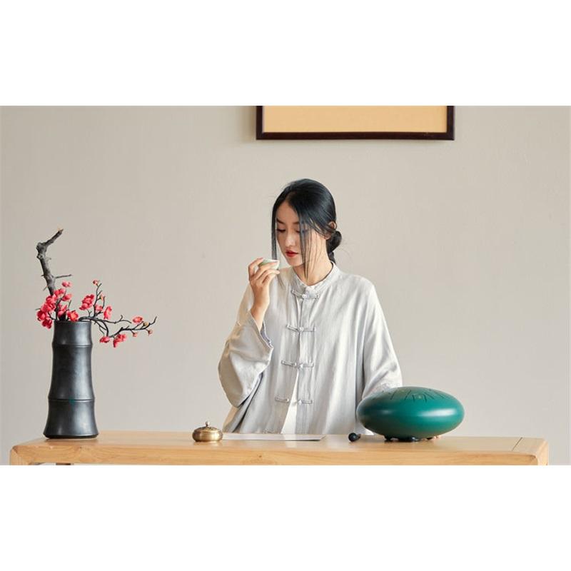 Sommer Baumwolle und Leinen Damen Leinen Sandgewaschen Weich und Elegant Zen Hausgemachte Teekleidung Damen Sonnenschutz Strickjacke Hemd