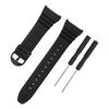 Casio W-96 Silicone Band Replacement Strap (Black/Black Buckle)