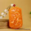 Yellow Jade Pendant with Three Sheep Design (Three Yang Opening) - Zodiac Sheep