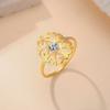 Bague Fleur en Acier Inoxydable Avec Zircon Transparent Bagues pour Femmes Alliance Bijoux Bohèmes Cadeau d'Anniversaire