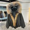 Winter new luxury natural fox fur big fur collar down jacket women's short loose goose down jacket tide