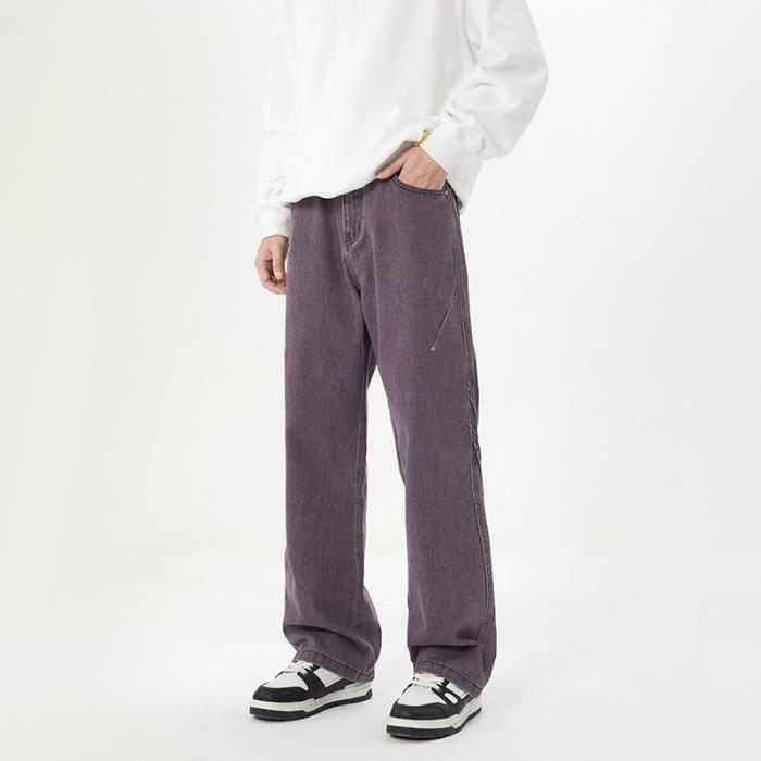 

Timber Pants Purple Jeans Men s Sense Commuting Casual Wide-leg Pants S