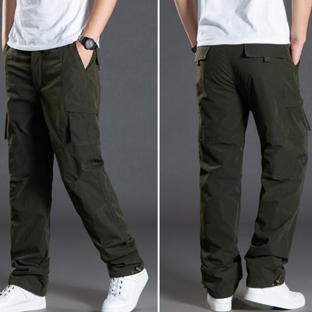 Nové Cargo Kalhoty Pánské Plyšové Teplé Rovné oversize oblečení Jednobarevné Šedé Všestranné pracovní oblečení Černé Joggers Bavlna Ležérní kalhoty