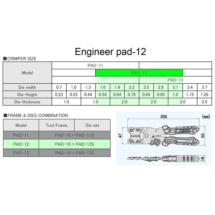 Engineer Dice-Exchange Precision Crimping Pliers Crimping Tool Open Barrel Medium Terminal PAD-12 Orange