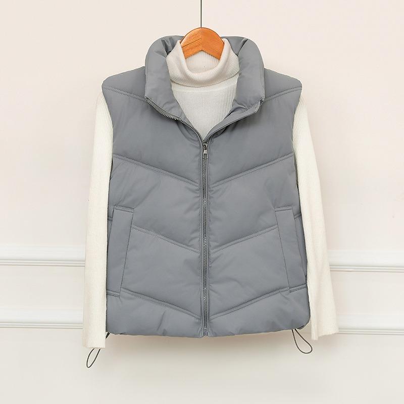 Winter new down cotton vest women's simple fashion short stand-up collar cotton jacket vest jacket tide