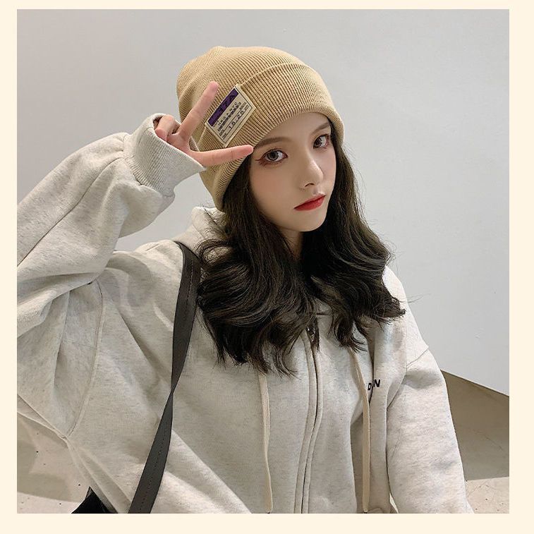 Wool hat women's autumn and winter tide warm knitted hat fashionable solid color face small melon skin cold hat