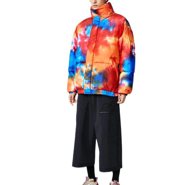 Li Ning CF Série Wu Xing Tie-Dye Veste Lâche en Duvet de Canard Courte Veste Homme Multicolore AYMR512-1