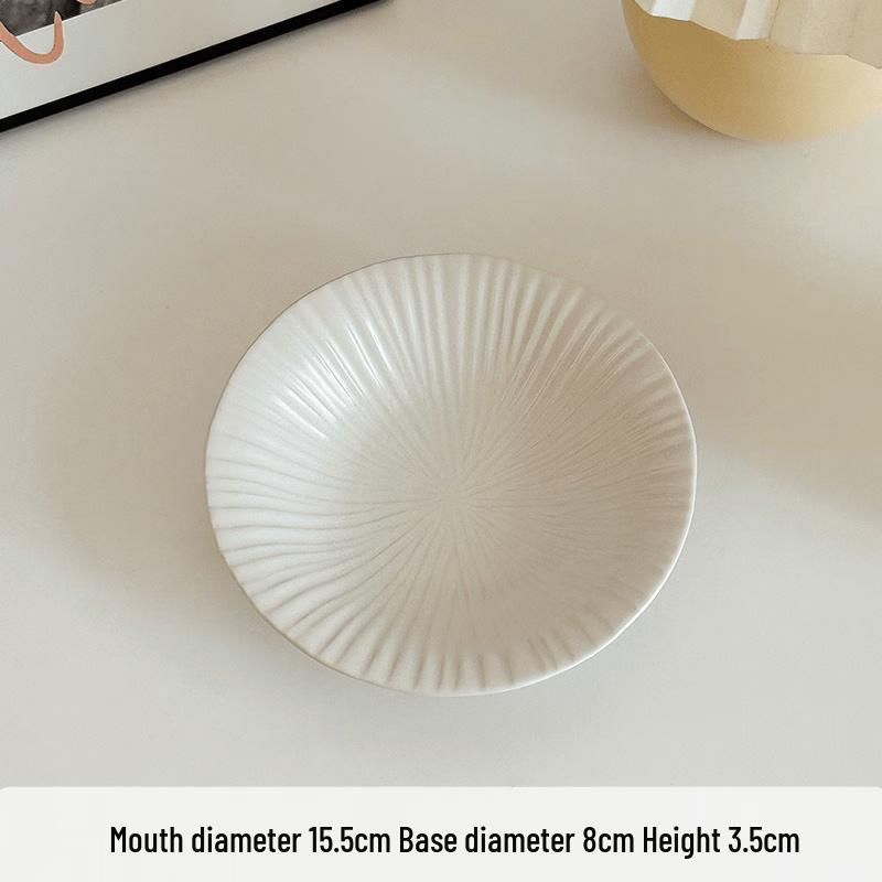 Ins Style Matte White Embossed Shallow Bowls