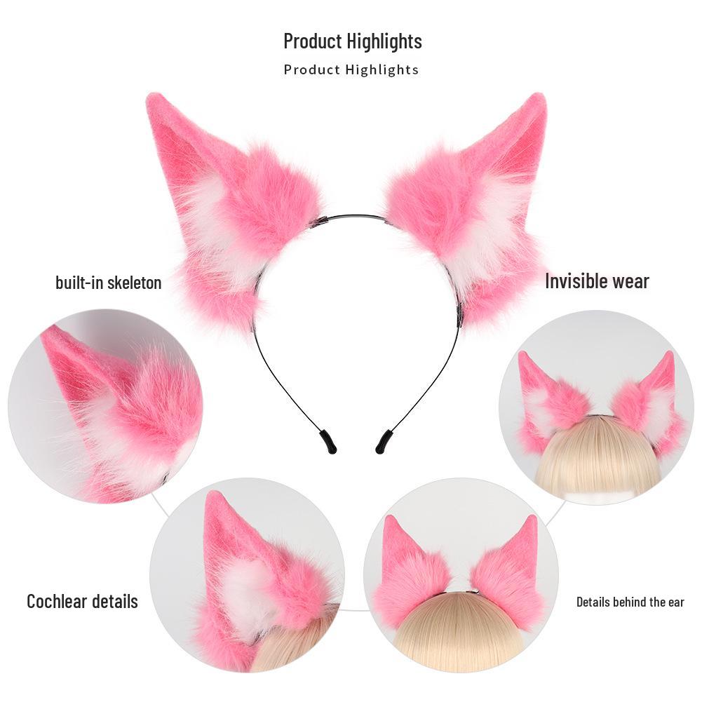 Set Fascia con Orecchie di Volpe e Coda Fatto a Mano - Carino Accessorio Cosplay per Tamamo-no-Mae